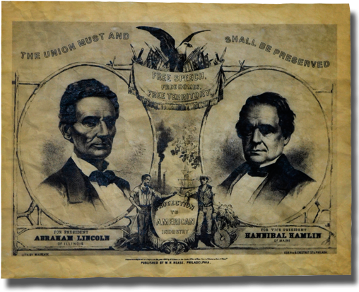 Abraham Lincoln Campaign Poster - Giclee Painting: Election Poster With Abraham Lincoln (519x616), Png Download