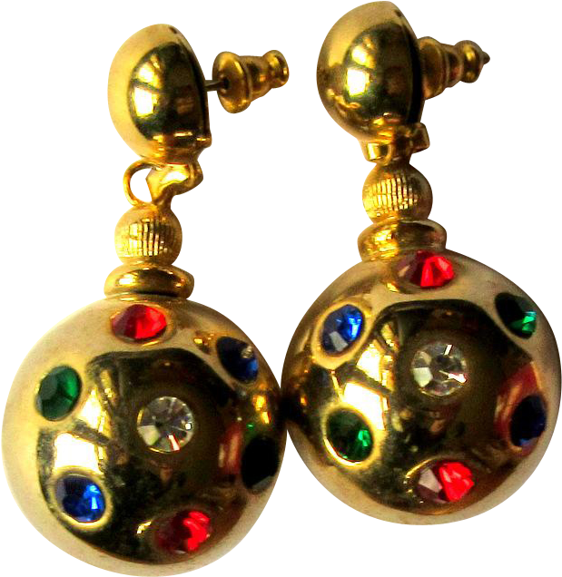 Vintage Rhinestone Earrings, 60's Disco Balls - Earrings (635x635), Png Download