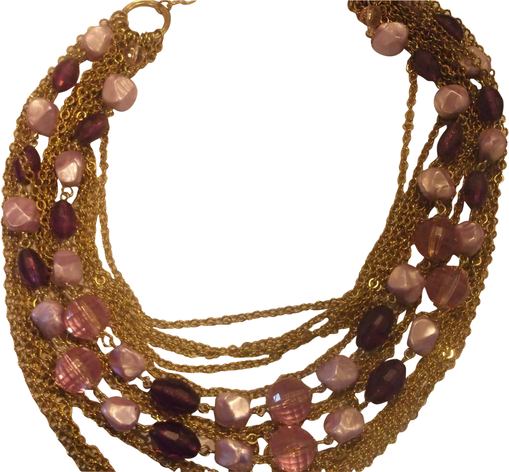 Coro Purple Nugget Disco Ball Beads Gold Chains 14 - Necklace (1650x1650), Png Download