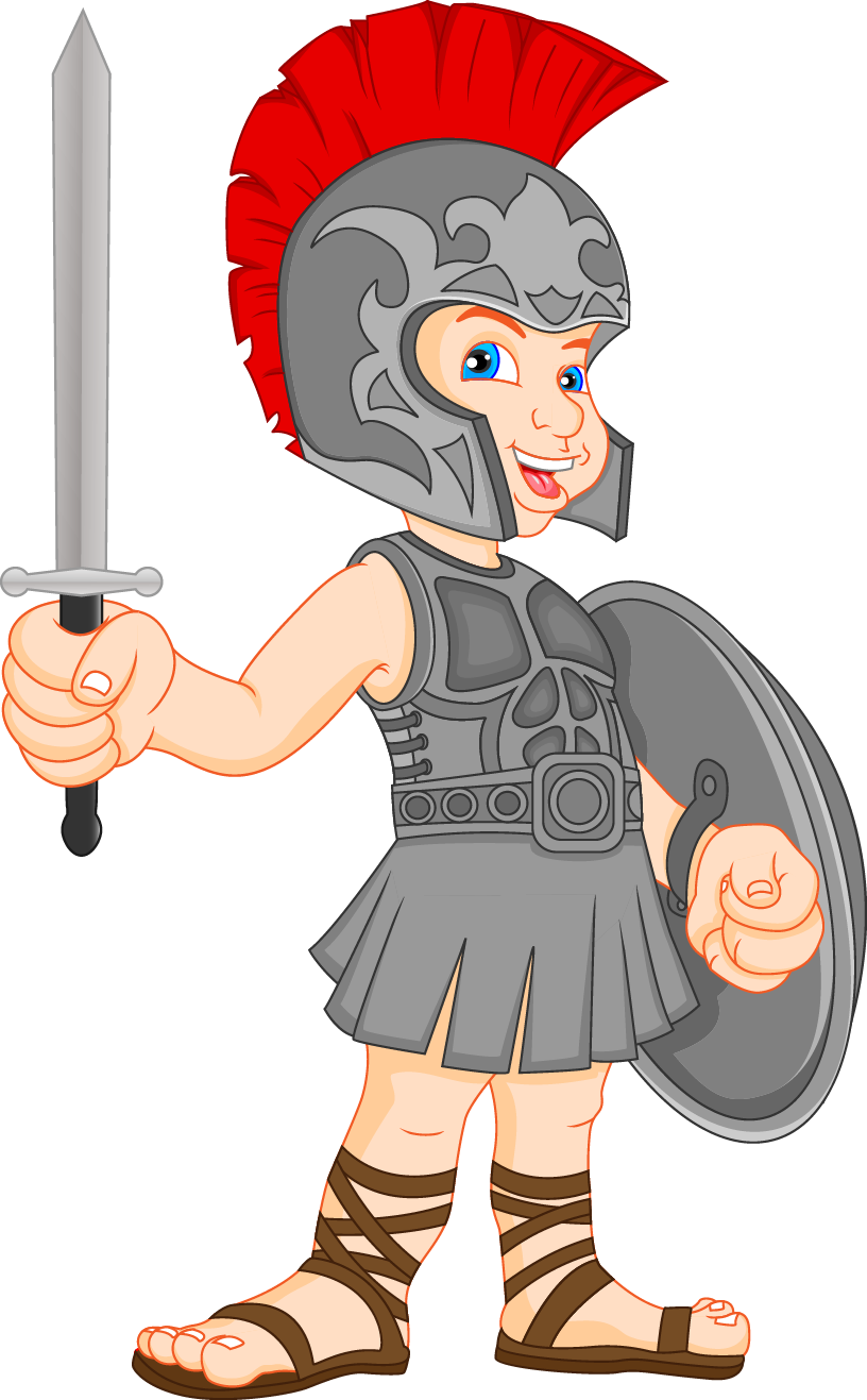 Roman Warriors Clipart Egyptian Soldier - Gladiator Clipart (816x1317), Png Download