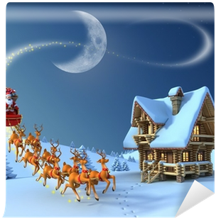 Christmas Night Scene - Santas Chirstmas (400x400), Png Download