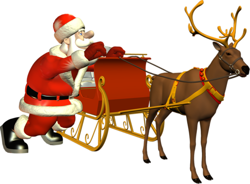 Santa Sleigh Png - Traîneau Du Père Noël (500x369), Png Download