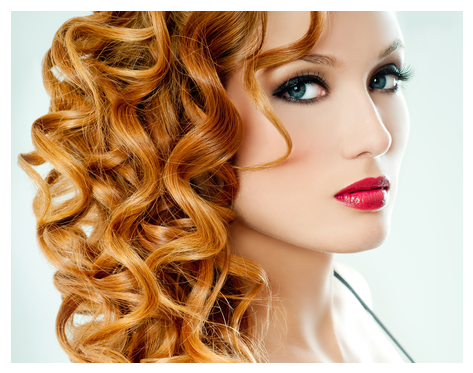Curly Blonde Hair Salon Model - Curly Hair In Salon (555x389), Png Download