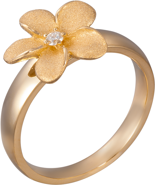 14k Yellow Gold Flower Ring - Engagement Ring (1024x768), Png Download