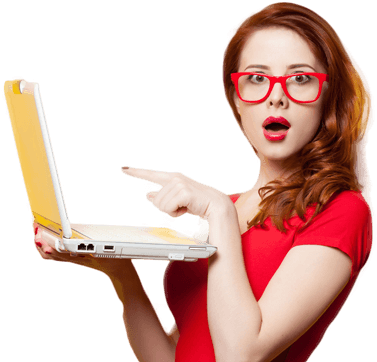 Surprised Girl Png - Girl With Laptop Png (400x362), Png Download