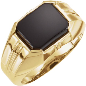 14kt Yellow Gold Men's 12x10mm Onyx Ring (400x400), Png Download