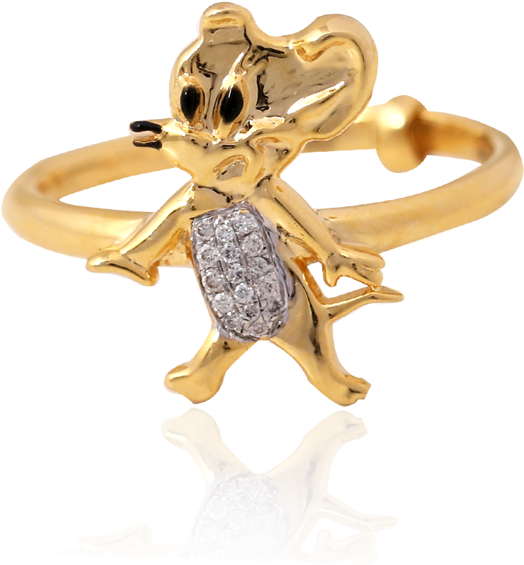 Cute Jerry Gold Ring - Gold (1000x1000), Png Download