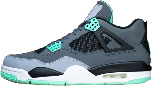 Air Jordan 4 "green Glow" Air Jordan 4 "green - Air Jordan Grey And Green (600x401), Png Download
