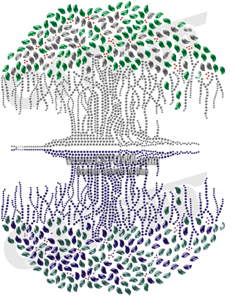Fascinating Fairy Tree With Shadow Iron On Rhinestone - Doodle (450x450), Png Download