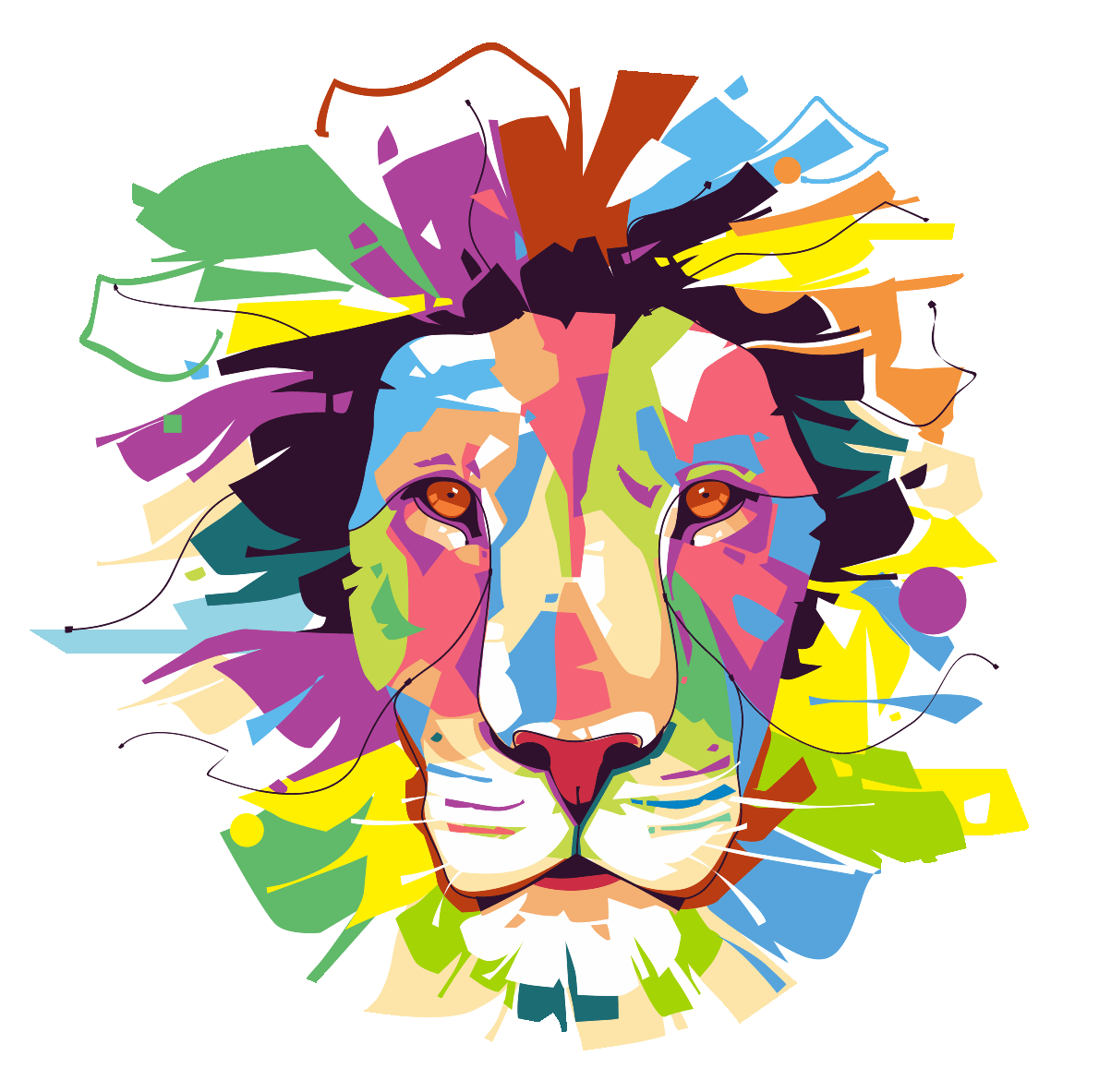 Sticker Pop Art Lion Majestueux Ambiance Sticker Col - Lion Match Box Style (1200x1200), Png Download