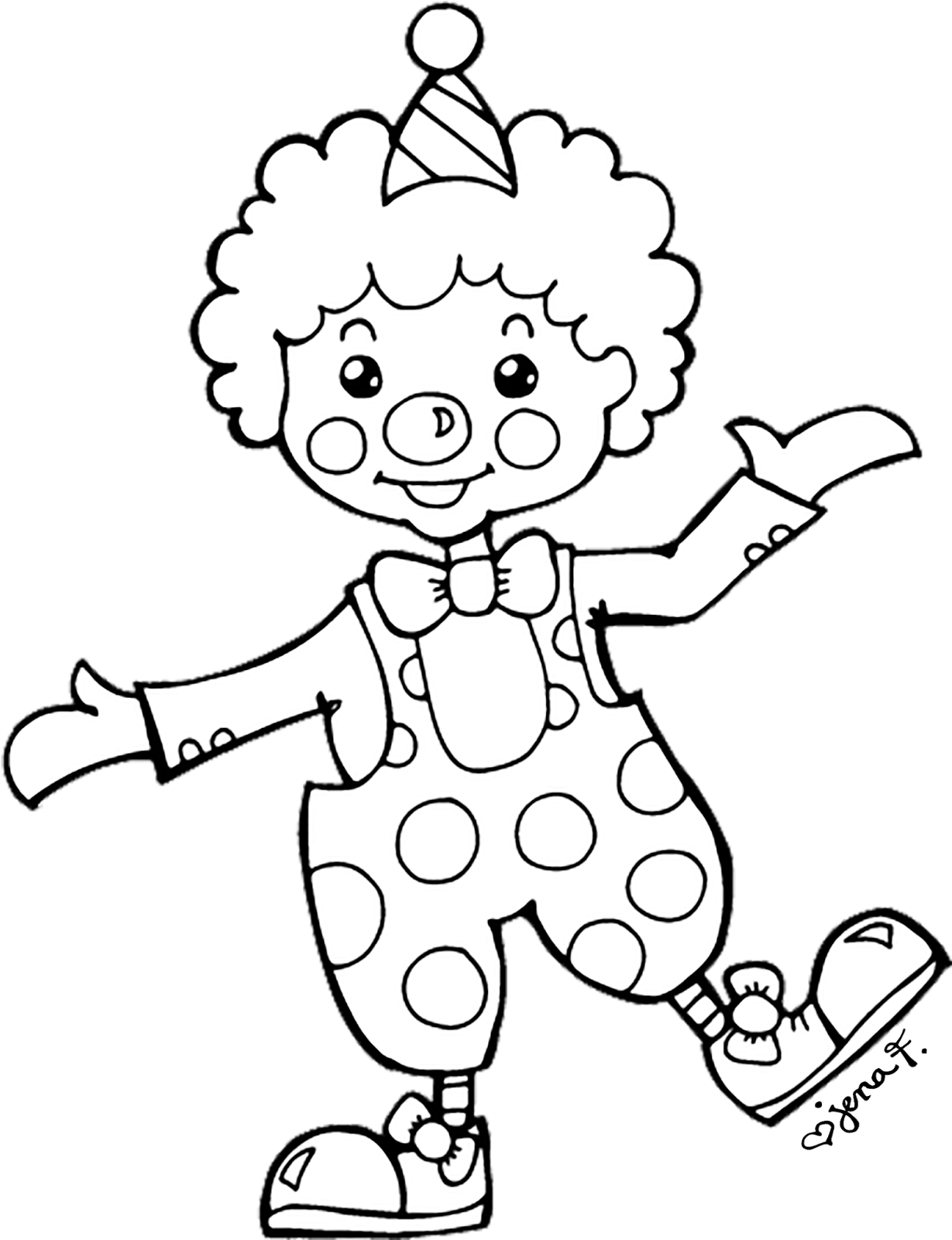 Circus Clown Clipart Black And White - Clip Art Black And White Clown (1248x1600), Png Download