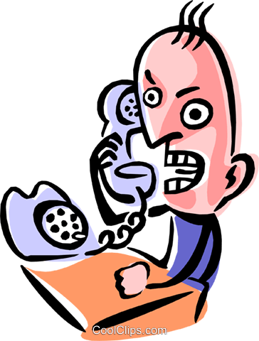 Angry Man On Phone Royalty Free Vector Clip Art Illustration - Злой Человек Пнг (364x480), Png Download