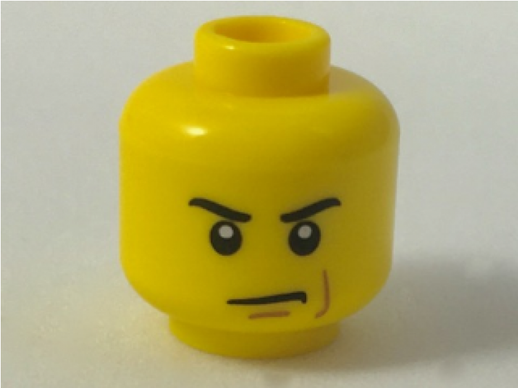 6100217 3626cpx302 Yellow Minifig, Head Male Angry - The Angry Eyebrows (750x750), Png Download