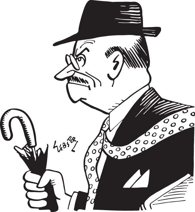 Angry Man With Hat & Umbrella - Illustration (648x703), Png Download