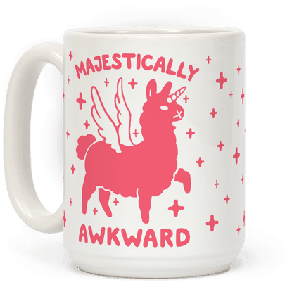 This Cute Llama Mug Is Great For All Awkward Nerds - Majestically Awkward (484x484), Png Download