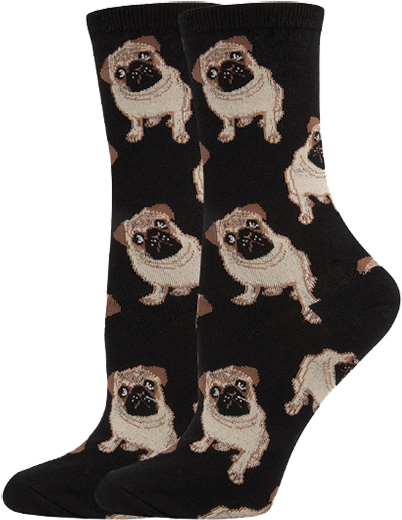 Socksmith's Women's Pug Crew Socks - Cute Socks (800x722), Png Download