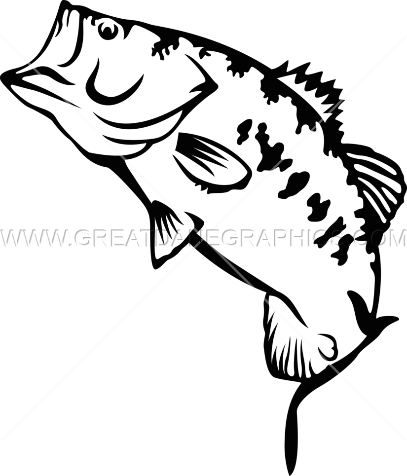 Large Mouth Bass - Largemouth Bass Bass Clipart Black And White (825x965), Png Download