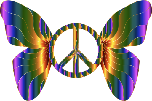 Peace Symbols Poster - Butterfly Peace Sign (513x340), Png Download