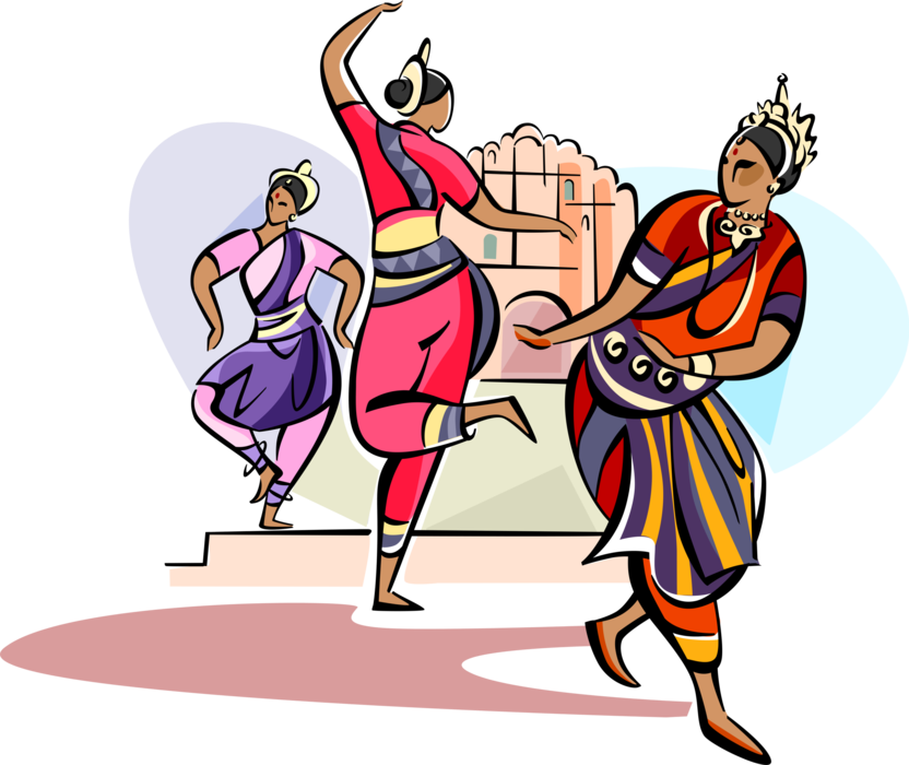 Hindu Dancers - Indian Cartoon Vector Png (832x700), Png Download