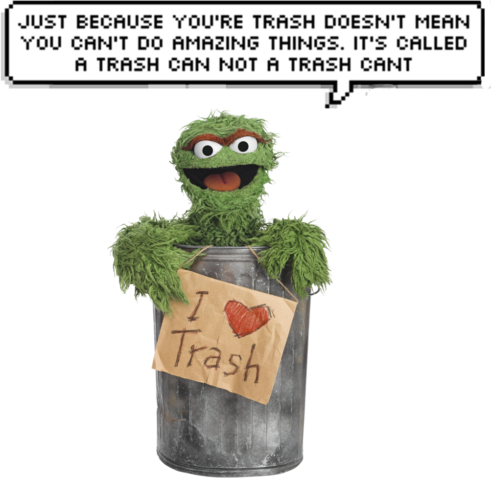 Oscar The Grouch I Love (1280x1219), Png Download