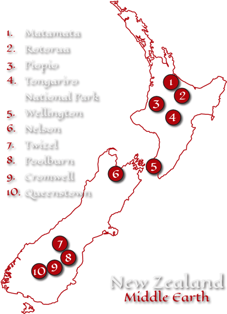 14 Day Lotr Tour Map - Lord Of The Rings Locations South Island (500x647), Png Download
