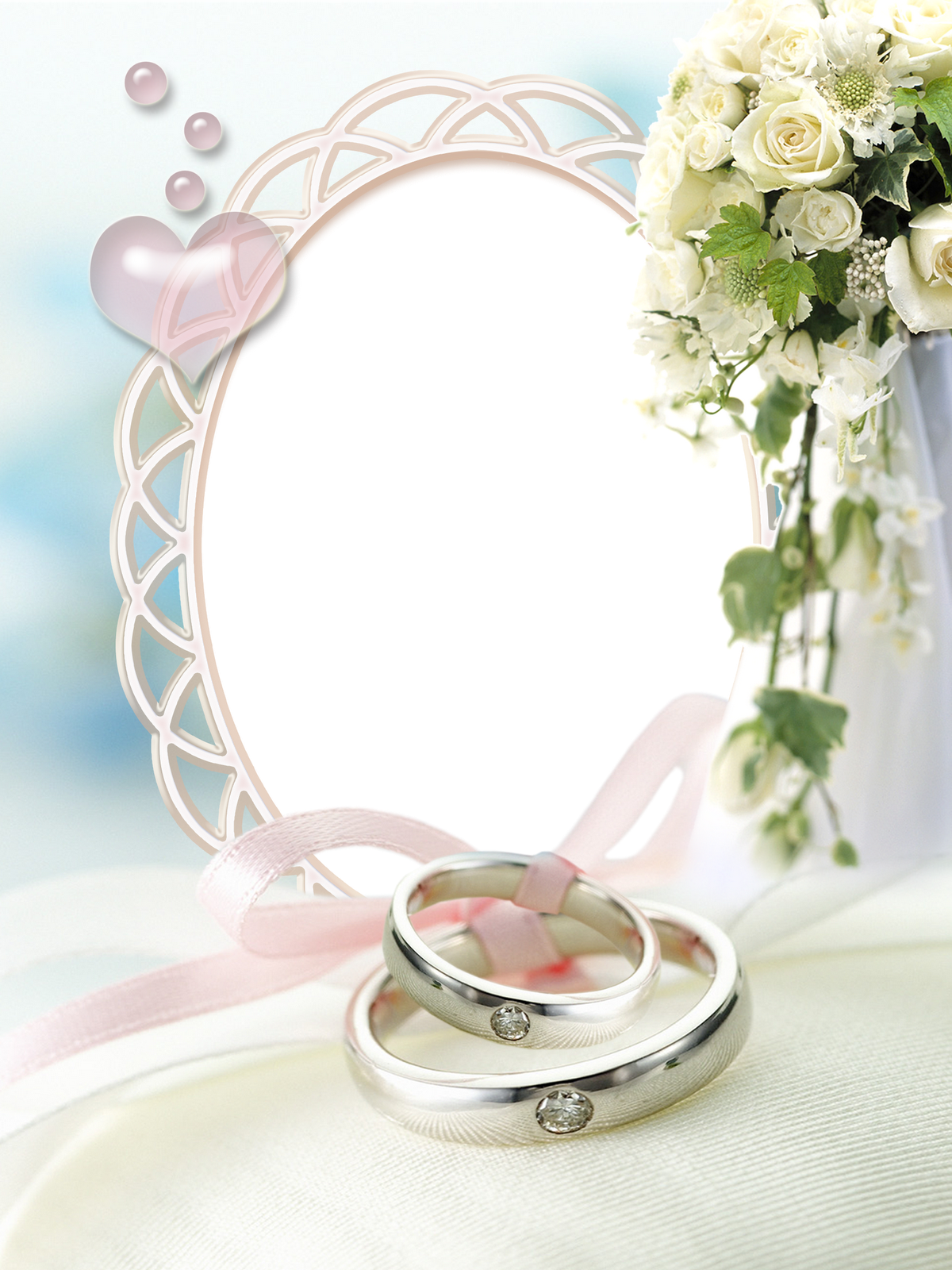 Floral Border Oval Wedding Picture Frame Frames And - Wedding Frames (960x1280), Png Download