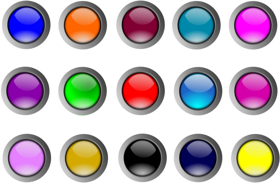 Illustration Of Colorful Blank Buttons - 3d Round Button Png (958x719), Png Download