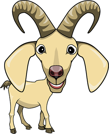 Goats Head Clipart Animated - Goat Horn Cartoon (464x569), Png Download