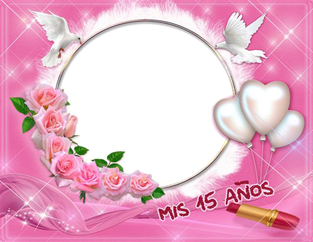 Hermos Marco Fucsia Horizontal De Mis Quince Años - Marcos Para Quince Años (640x495), Png Download