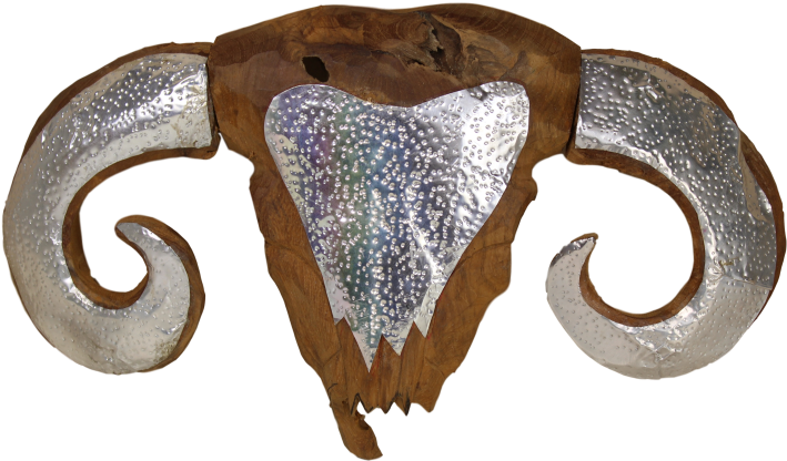 Goat Head - Natural/aluminium - Teak/iron - Snake (800x533), Png Download