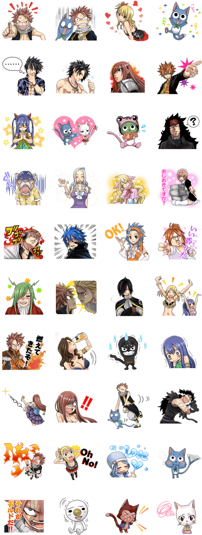 Fairy Tail Line Stickers (420x1121), Png Download