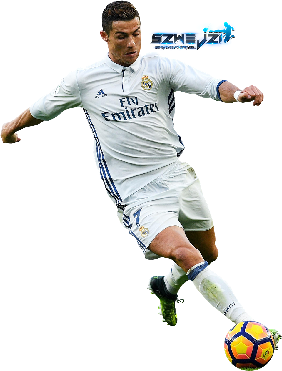 Soccer Clipart Ronaldo - Ronaldo Kicking Football Png (977x1300), Png Download