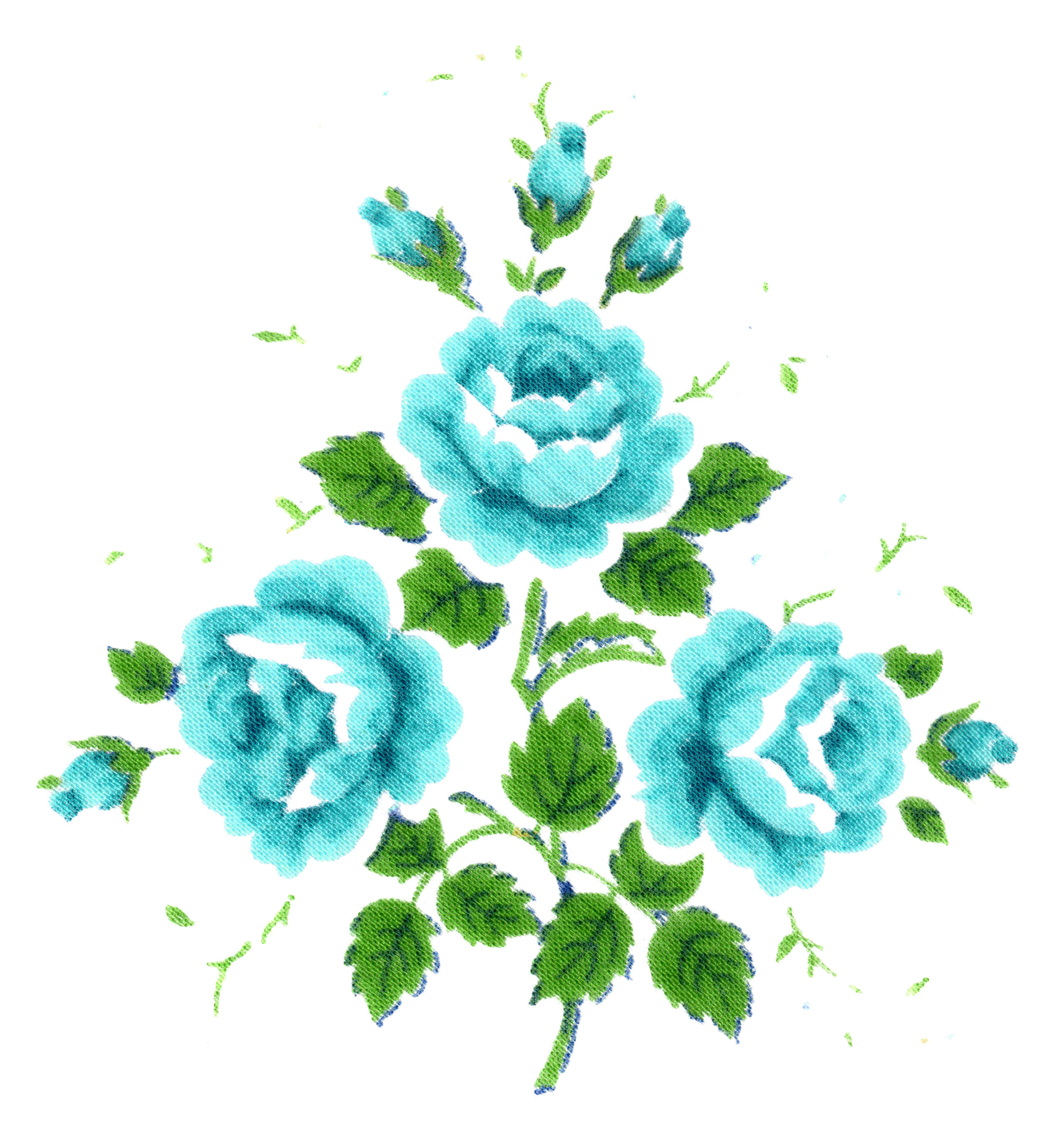 Clipart Resolution 2550*2782 - Vintage Flowers Teal Png (2550x2782), Png Download