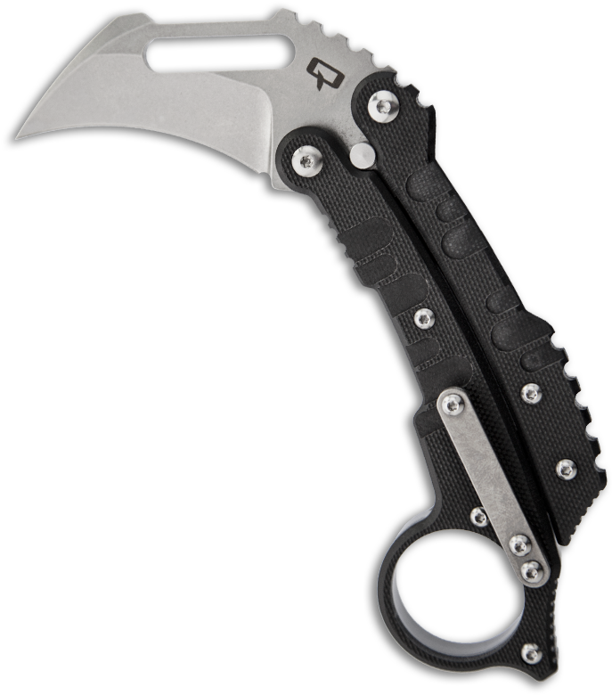Quartermaster Knives Qtr 9 Black Stonewash Karambit - Fake Butterfly Knife (711x800), Png Download