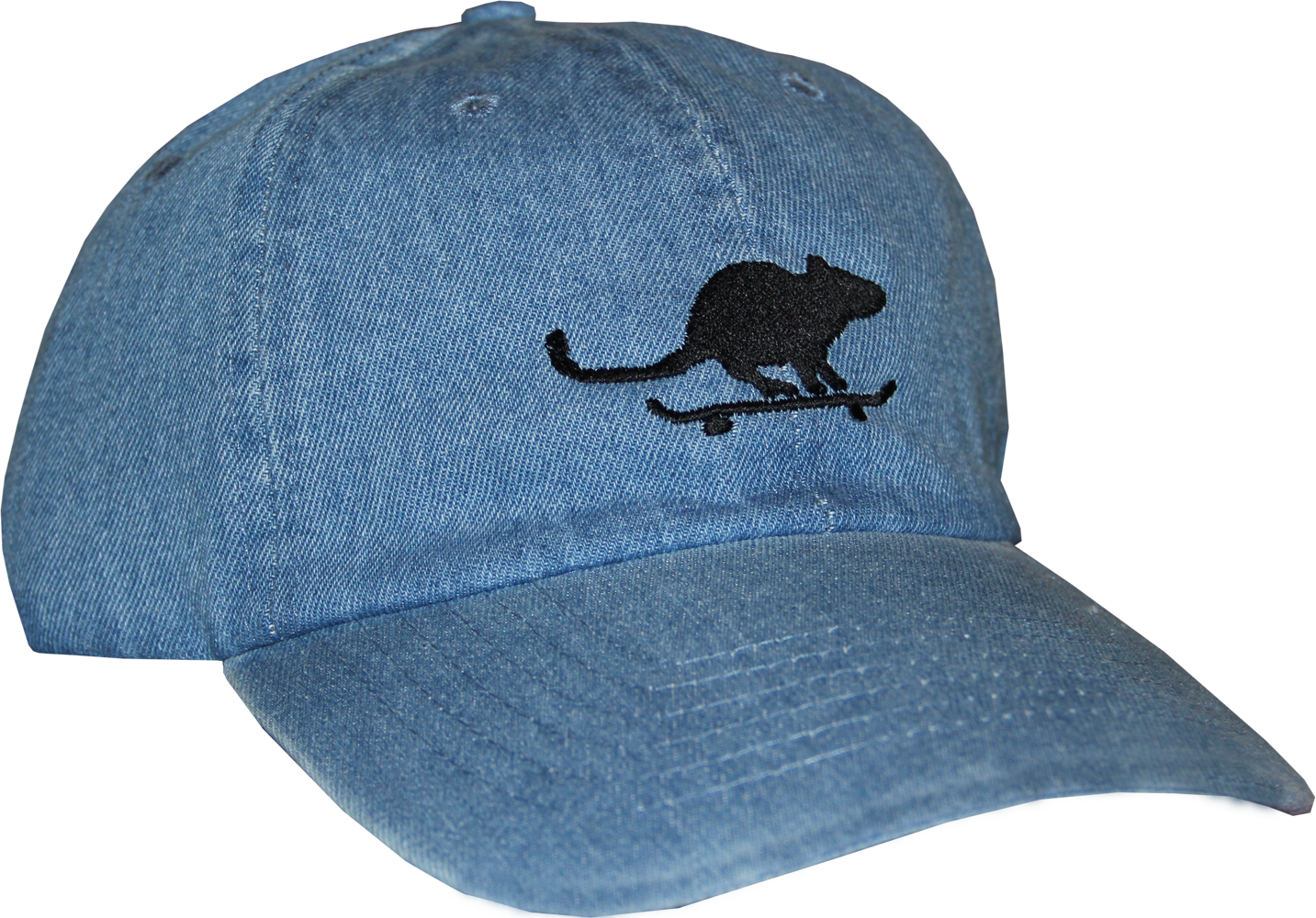 Sk8rats Rat On Board Hat Denim Front - Baseball Cap (1433x1000), Png Download