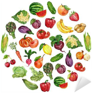 Watercolor Set With Fruits And Vegetables Sticker • - 野菜ソムリエ公式ガイドブック [書籍] (400x400), Png Download