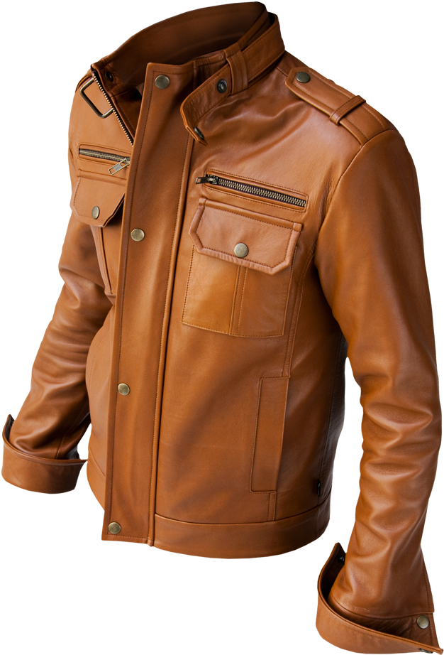 Biker Leather Jacket Png Transparent Image - Leather Jackets Brown Colour (874x950), Png Download