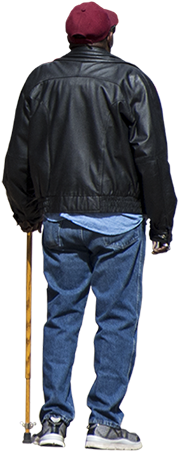 Man In Leather Jacket And Red Hat - Leather Jacket (450x450), Png Download
