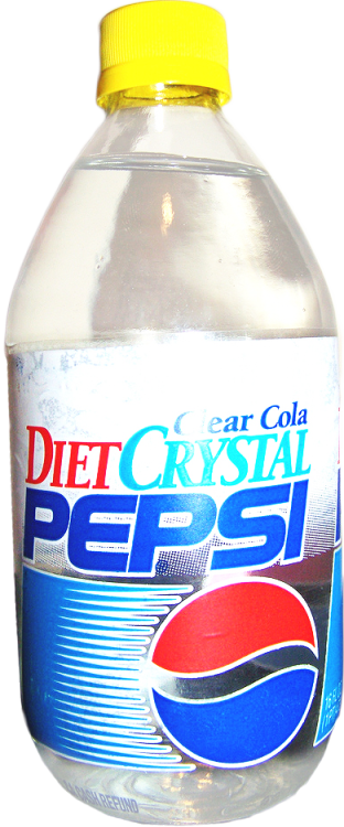 Diet Crystal Pepsi Glass Bottle - Nutrition (312x750), Png Download