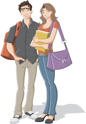 Forming Therapeutic Alliances - Male And Female Student Cartoon (381x456), Png Download