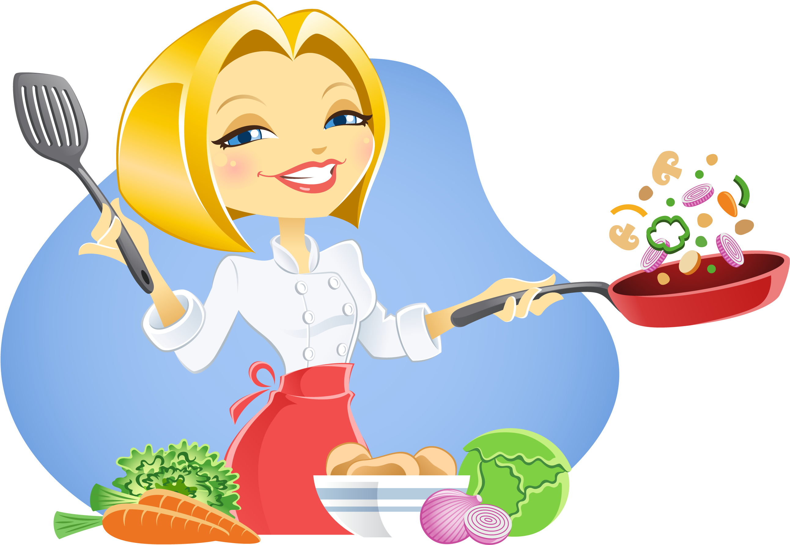 Png Clipart Source - Lady Cooking Chef Clip Art (2946x2000), Png Download