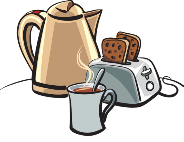 Breakfast Clipart Cereal Toast - Tea And Toast Cartoon (639x494), Png Download