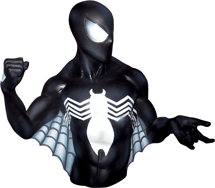 Black Suit Spider Man Bust Bank - Original Design Of Black Suit Spiderman (850x850), Png Download