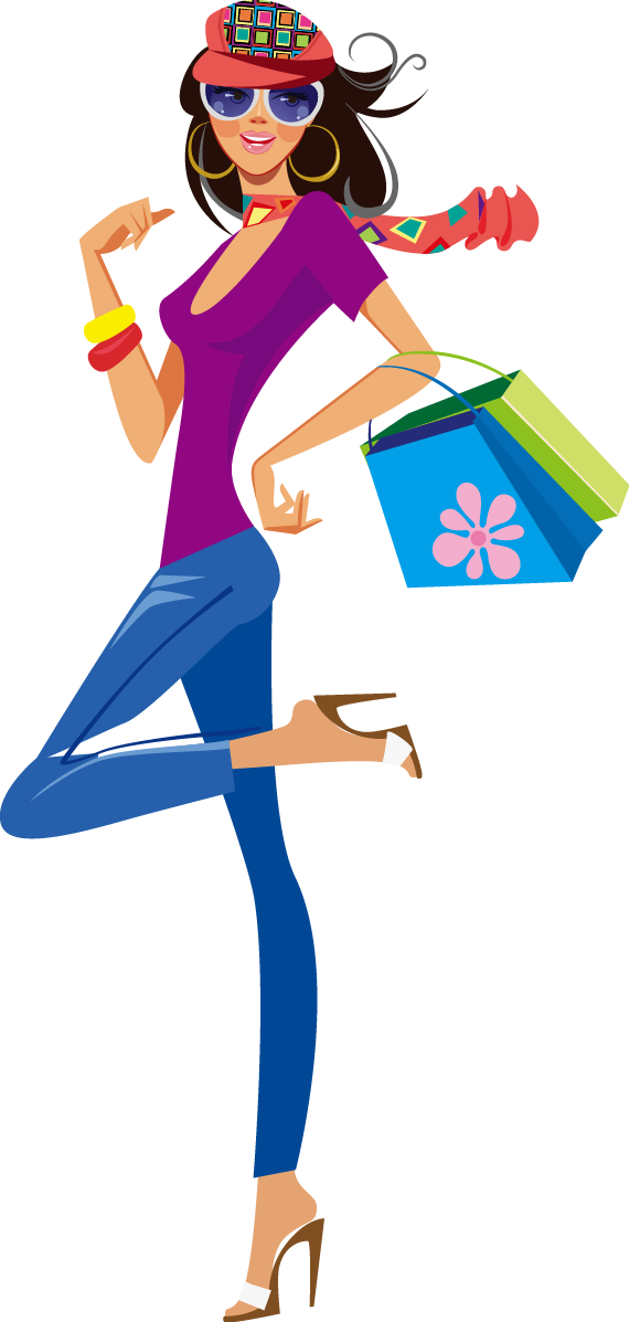 Png Library Stock Shopping Girl Silhouette At - Shopping Girl Png (570x1197), Png Download