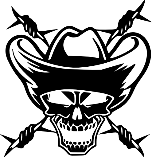 Cowboy Skull Silhouette Picture In Black Vinyl - Cowboy Skull Png (495x511), Png Download