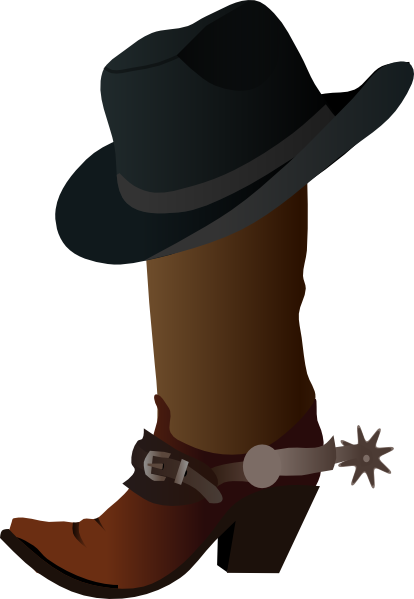 Cowboy Hat Silhouette Png - Cowboy Boot And Hat Shower Curtain (414x599), Png Download
