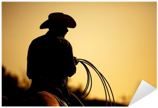 Poster: Burkard's Cowboy With Lasso Silhouette At Small-town (400x400), Png Download