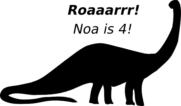 Brachiosaurus Silhouette Birthday Clip Art - Brachiosaurus Black And White Clip Art (600x352), Png Download