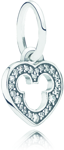 Disney, Mickey Silhouette - Authentic European Flower Heart 925 Sterling Silver (999x999), Png Download