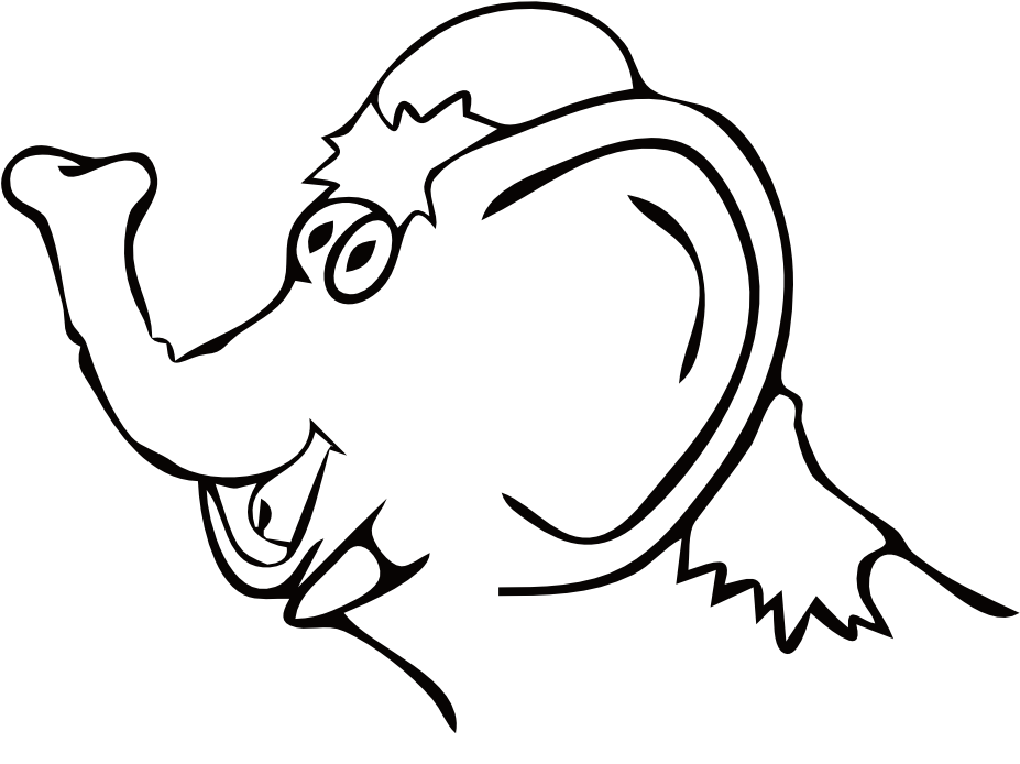 Baby Elephant Silhouette Clip Art - Coloring Book (999x734), Png Download